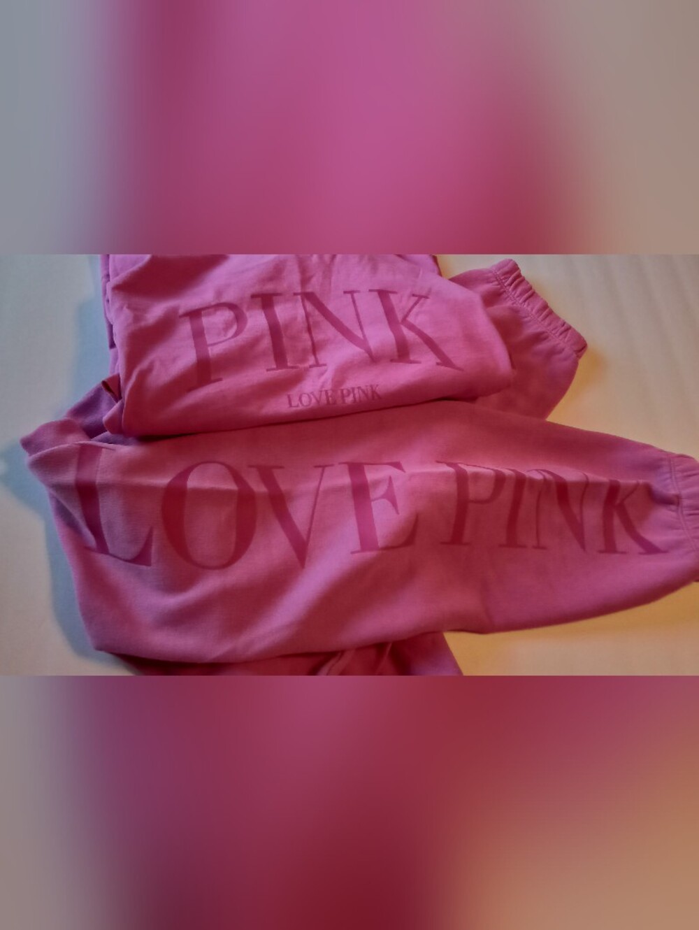 PINK Victoria's Secret Hot Pink 'LOVE PINK' Logo Pajama Top